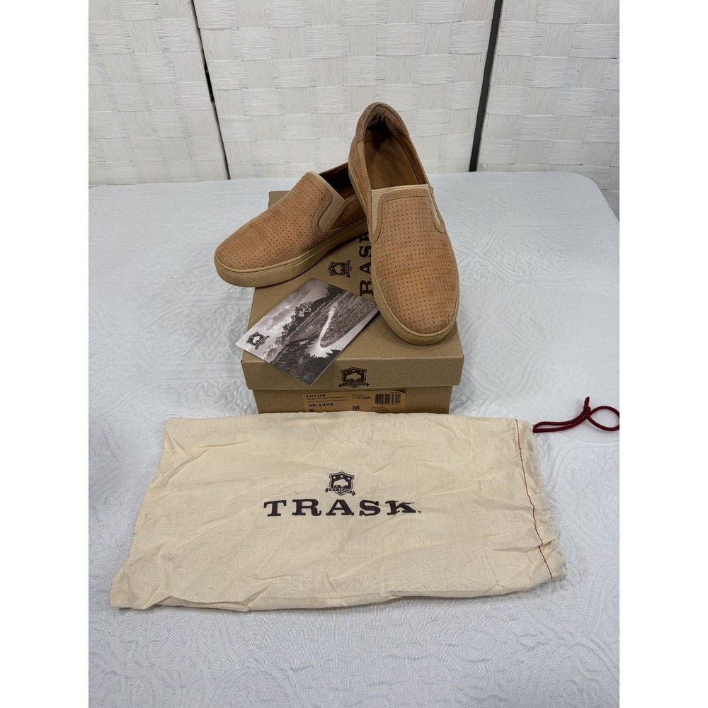 Trask Lillian beige washed sheepskin womens 6M